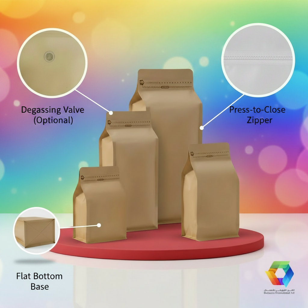 3D Flat Bottom Kraft Bag Pack of 100 Bags