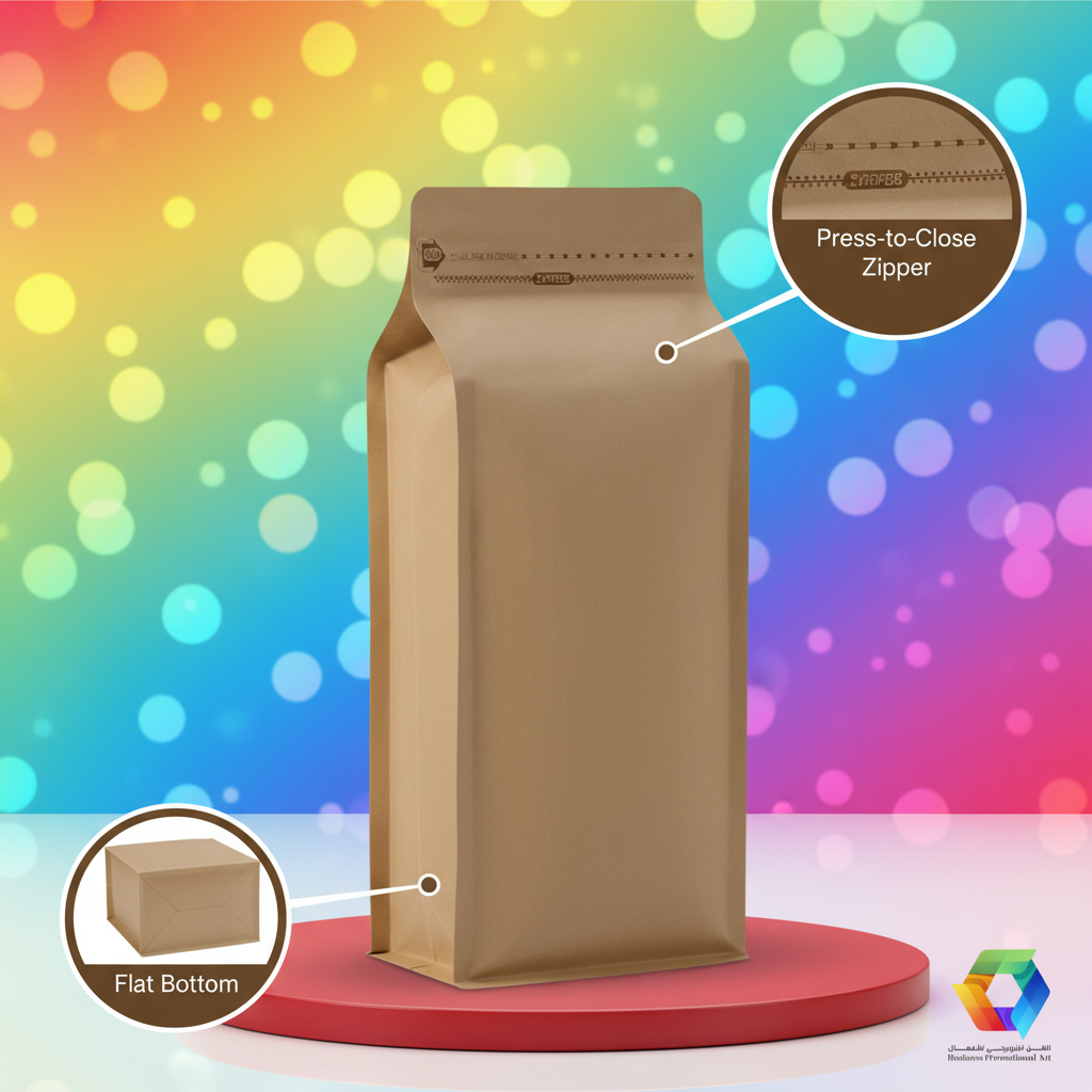 Large Kraft Flat Bottom Bag - BPA Theme