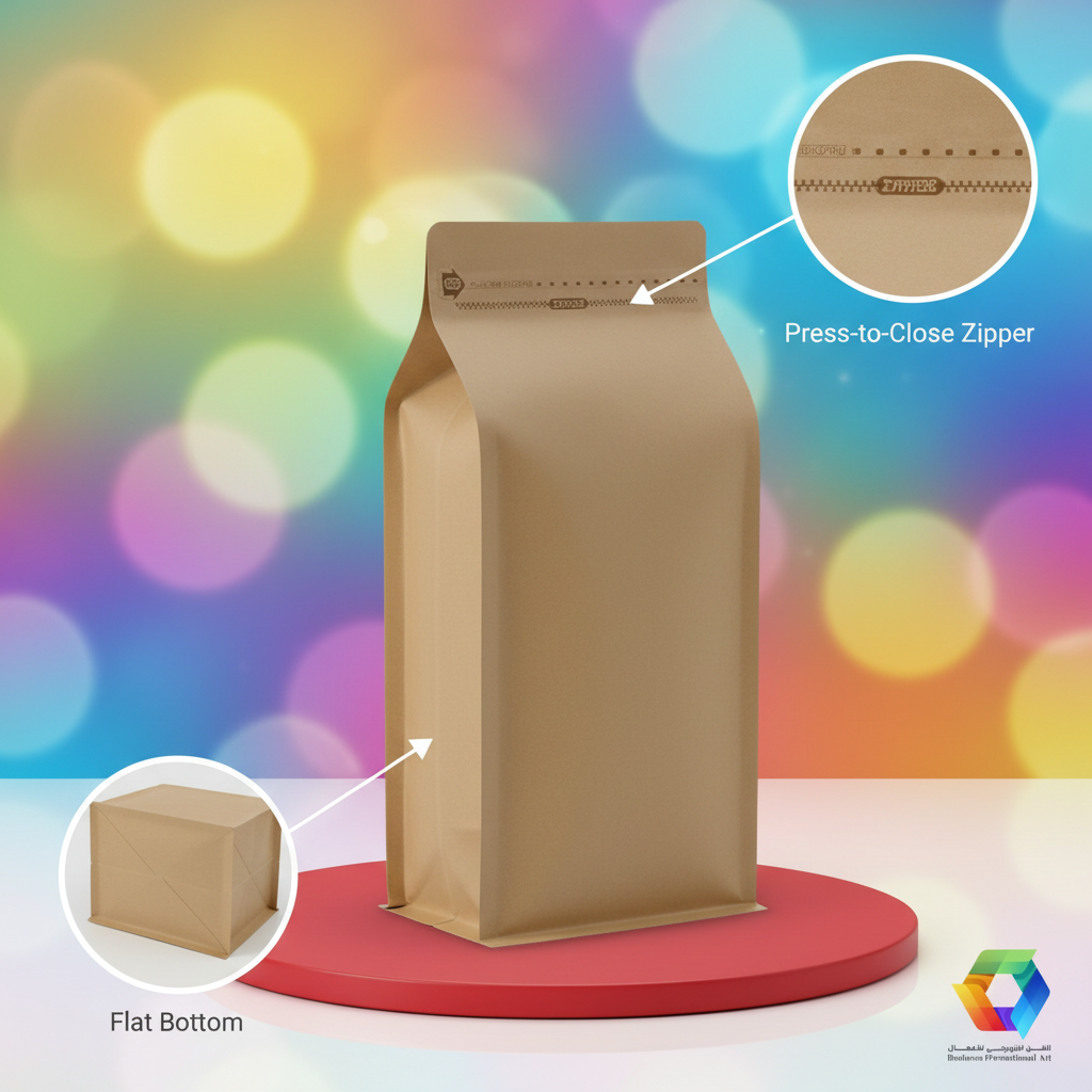 XL Kraft Flat Bottom Bag - BPA Theme